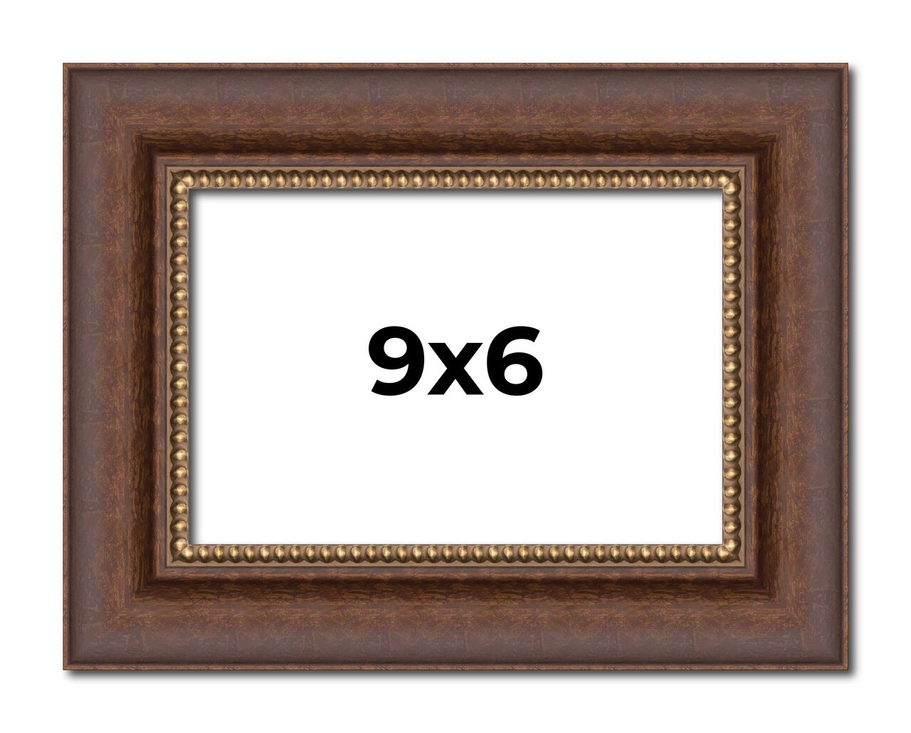 9x6 Traditional Brown Picture Frame - UV Acrylic, Foam Board Backing, Hanging Hardware